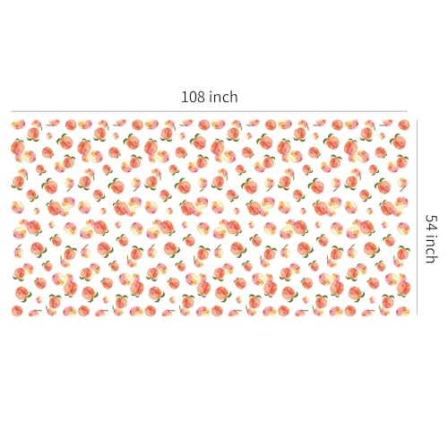 Image of Peach Decorations Supplies Party Tablecloth - Disposable Fruit Sweet As A Peach Theme One Sweet Birthday Decorations Tablecover - 4 Pcs(54in x 108in)