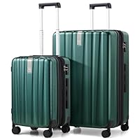 Hanke Expandable Hard Shell Luggage Sets 2 piece Carry on Luggage with Wheels Suitcases Lightweight Checked Travel Luggage Rolling Large Suitcase Travel Luggage Bag Woman Men 20/29 IN(Blackish Green)