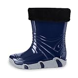  ESTRO Gefütterte Gummistiefel Kinder Winter - Regenstiefel Kinder Gummistiefel Kinder Gefüttert Regenschuhe Kinder ZW02 (27/28 EU, Dunkelblau)
