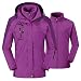 donhobo Damen 3-in-1 Jacke Fleecejacke wasserdichte Winddichte Skijacke Winterjacke Wanderjacke Softshelljacke Regenjacke mit Kapuze Lila L