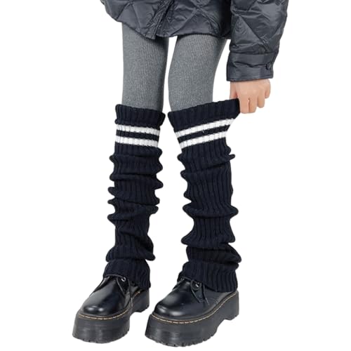 Women Thicken Ribbed Knit Leg Warmer Double Leg Covers Snow Boot Cuffs Over Knee Stacked Long Socks