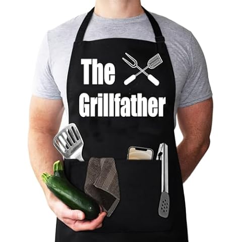 Aprons for Men, Mens Apron, Funny Aprons for Men, with 2 Pockets Adjustable Kitchen Chef Apron for Grilling Cooking BBQ, Husband Birthday Gift, Gifts for Husband, Father's Day Gifts for Dad. Cover