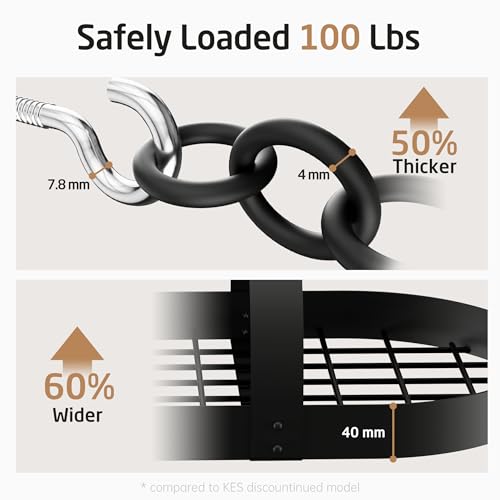 KES Ceiling Pot Rack 34-Inch Hanging Pot Rack for Kitchen Oval Pot and Pan Rack Matte Black Pot Hanger with 20 S Hooks (For