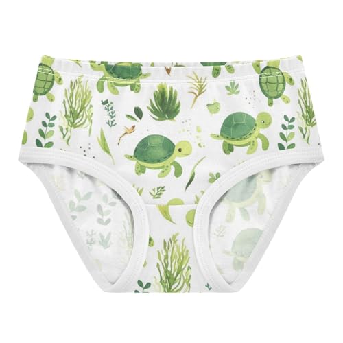 Wusikd Green Turtle Girls' Underwear Cotton Seaweed Plants Girls Briefs Soft Toddler Underwear 2T