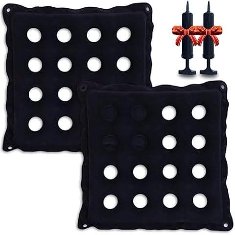 KriToy 2PCS Inflatable Seat Cushions for Pressure Relief - Ideal Waffle Cushion for Prolonged Sitting - Wheelchair Cushion for Pressure Sore - Ideal Seat Cushion with with Inflatable Pump - Purple Cover