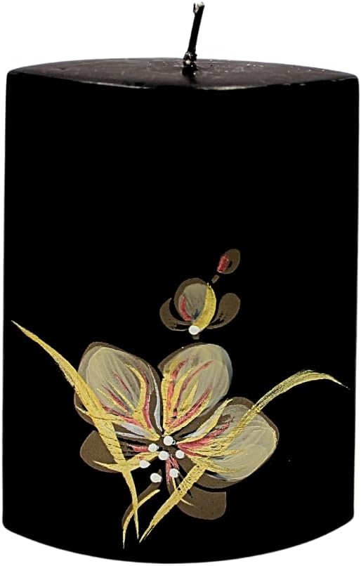 High-Quality Candle with Orchid/Orchid Candle/sail/White with Brown Blossom/L/W/H: Approx. 9 x 5 x 12 cm