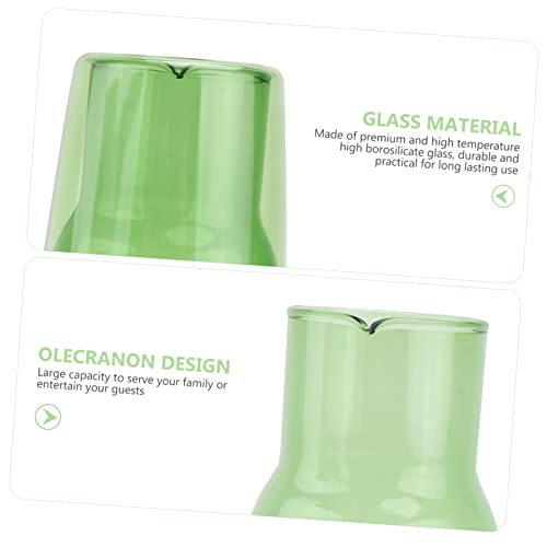Set de 2 vasos y jarra de vidrio verde miniatura 3
