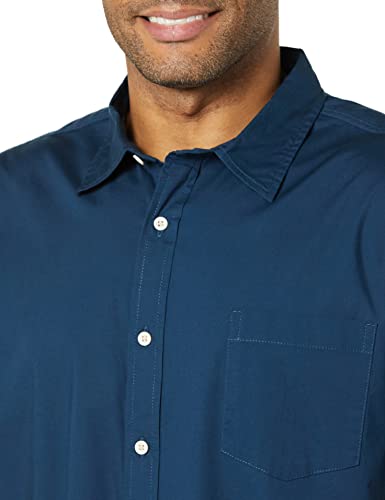 Goodthreads Men's Standard-Fit Short-Sleeve Stretch Poplin Shirt, Indigo, Large #TOP4