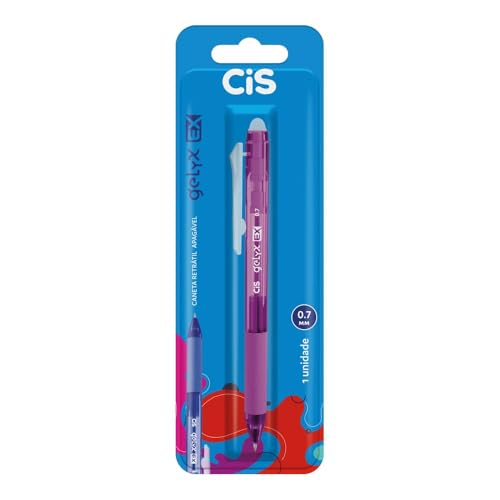 CIS Gelyx EX Caneta Retrátil Apagável - Roxa - Blister com 1 unidade