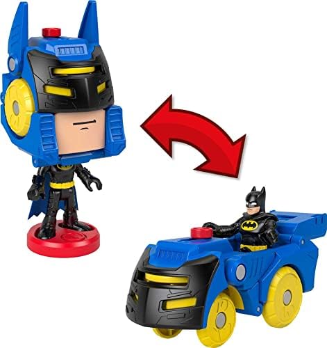 DC Super Friends Batman Toys Head Shifters Figure & Batmobile Vehicle Set For Preschool Kids 3+ Years