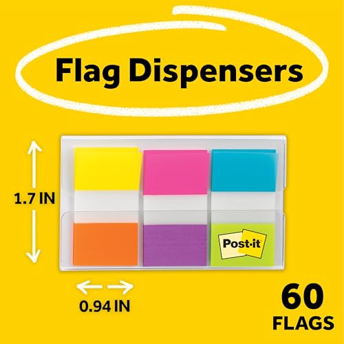 Post-it Flags, 60/On-The-Go Dispenser, .94 in Wide, Alternating Electric Glow Collection (680-EG-ALT) - Image 3
