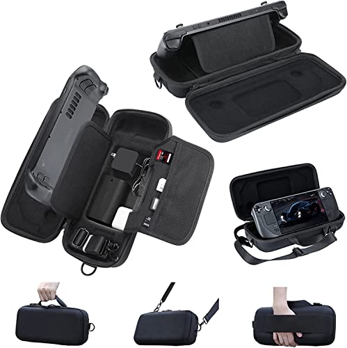 Xiufavty Steam Deck Carrying Case With Deeper Space & Sling Strap, Built-In Power Bank/Ac Charger/Dock Storage, Elastic Belt Hard Shell Travel Carry Case Bag For Steam Deck With Any Protective Case #TOP26