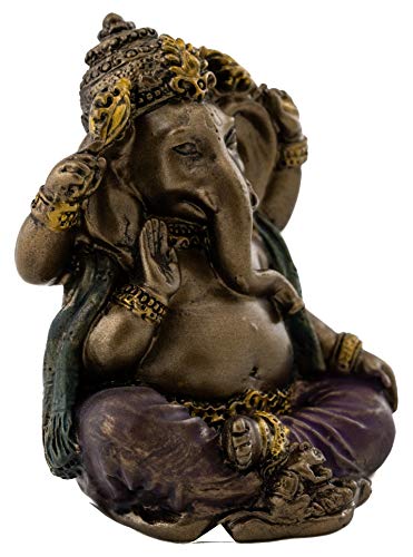 Mini Estatua de Ganesh en Bronce Frío 2 pulgadas miniatura 4