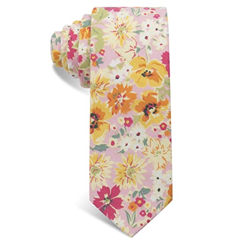 Image of Mantieqingway Floral Ties for Men Skinny Cotton Tie Flower Necktie