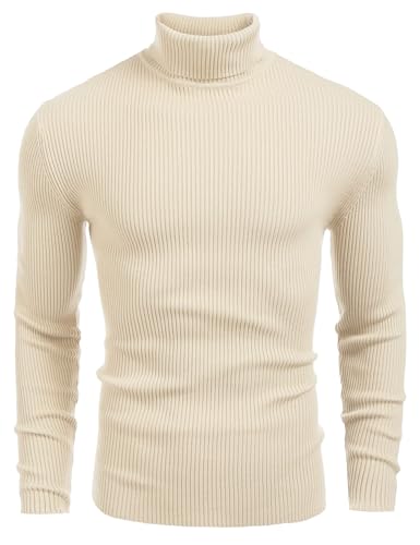 COOFANDY Pull à col roulé pour Homme, Pull en Maille