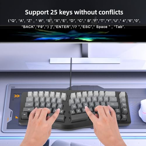 Yechiry Ergonomiczna Klawiatura, 69 Klawiszy Odłączanej Przewodowej Klawiatury z Podświetleniem RGB, Kompaktowa Klawiatura do Pisania do Gier do Komputera, Pracy Biurowej