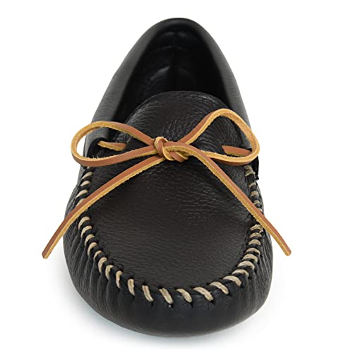 Minnetonka Mens Double Deerskin Softsole Slipper, Black Deerskin, Size 10 #TOP14