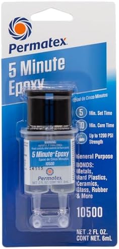 Permatex 10500-5 Minute Epoxy, Single-Use Syringe for General Purpose Creates a Hard, Rigid Bond for Coating in Minutes - Resin epoxy is Resistant to Water and solvents, and All-Purpose