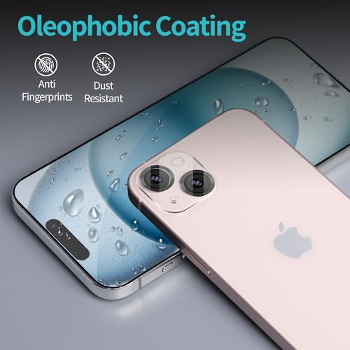 Pehael [2+2 Pack] iPhone 15 Privacy Screen Protector with Camera Lens Protector Full Coverage Anti-Spy Tempered Glass Film 9H Hardness Upgrade Edge Protection Easy Installation Bubble Free Specially - Thumbnail 7