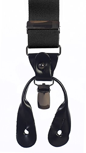Gioberti Men's Convertible Suspenders, Bow Tie, and Hanky Set, Black - Thumbnail 3