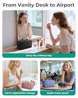 BAGSMART Puffy Travel Makeup Bag Toiletry Bag for Women, Pink — image 7
