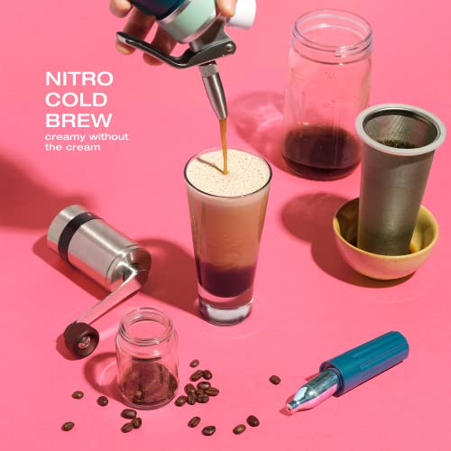 Nitro Kafo 0.5L Cold Brew Mason Jar Coffee Maker And Nitro Coffee Maker Kit - Stainless Steel Filter, Durable Glass, 100% Recyclable Aluminium Bottle With Stainless Steel Parts, 1 Pint/0.5L #TOP4