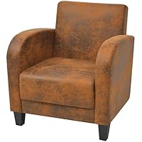 vidaXL Sillón de Salón de Cuero Artificial Marrón Silla Sofá Asiento Acolchado