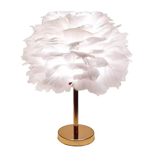 Migong Feather Lamp, Feather Led Table Lamp With Push Button Subdued Light, Feather Table Light Decorative Desk Bed Night Light Gold(Golden New) #TOP8