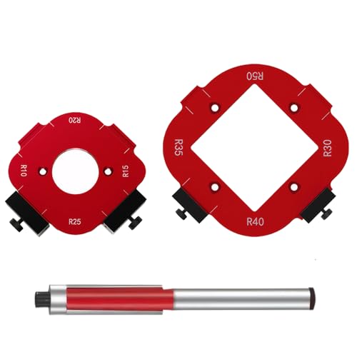 Frässchablonen für Oberfräs 2 Stück Oberfräse Schablone Radius Jig Router Schablonen Ecke Frässchablone Oberfräse Geeignet für Holzbearbeitung R10 R15 R20 R25 R30 R35 R40 R50 1 Trimmmesser mit Lager