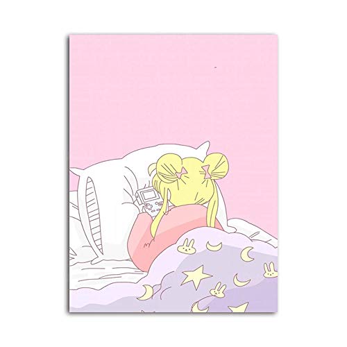 Sailor Moon Canvas Wall Art Anime Cute Girl Posters Pink Theme Anime Wall Pintura Girls Room Bedroom...