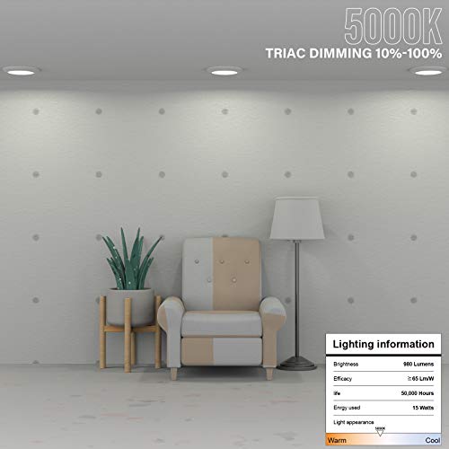 Zago 20 Packs 6 Inch Led Disk Light Surface Mount Low Profile Recessed Retrofit Ceiling Fixture For J Box, Dimmable, 15W=75W, 980Lm, 5000K Daylight White, Cri>80, Etl Listed, Wet Location #TOP2