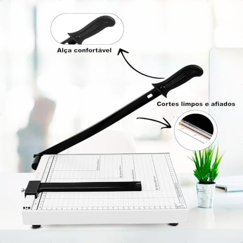 Guilhotina de Papel com Protetor de Segurança e Base Em Aço 30 Cm Serviços Gráficos Capacidade para