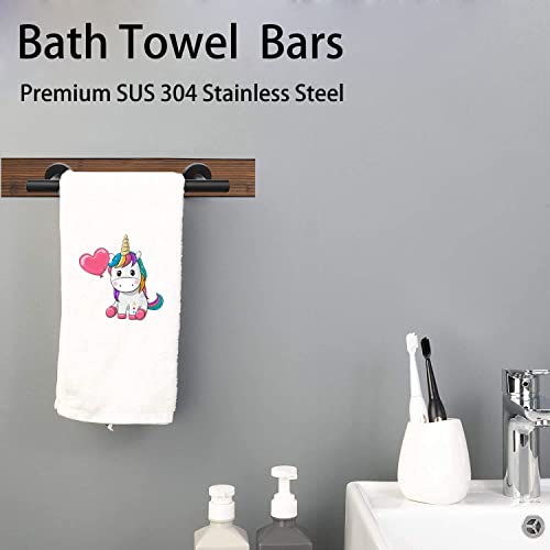 12-Inch Matte Black Bath Towel Bar With Rustic Burnt Wood - Thicken Sus304 Stainless Steel Towel Rack For Bathroom , Bathroom Accessories Towel Rod Heavy Duty Industrial Hand Towel Holder Wall Mounted #TOP1
