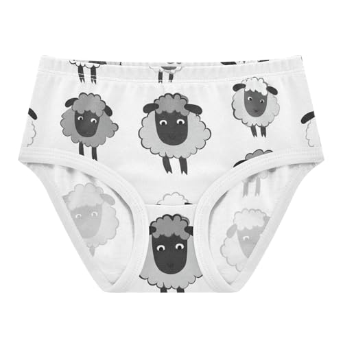 RPLIFE Linda ropa interior para niñas, color negro, gris, oveja, blanca, ropa interior de algodón, para niñas, 2-8 años, Lindo negro, gris, oveja, blanco, 4 años