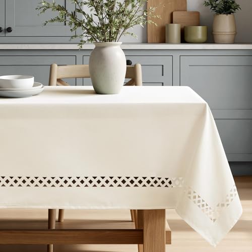 MIULEE Ivory Rectangle Tablecloth with Decorative Cutouts 60x104 inch by MIULEE - Used condition - Image 8