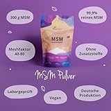 Vegavero MSM Pulver hochdosiert 300g – Nachfüllbeutel fein kristallines Methylsulfonylmethan Pulver - reiner organischer Schwefel - ohne Zusatzstoffe - Laborgeprüft & vegan