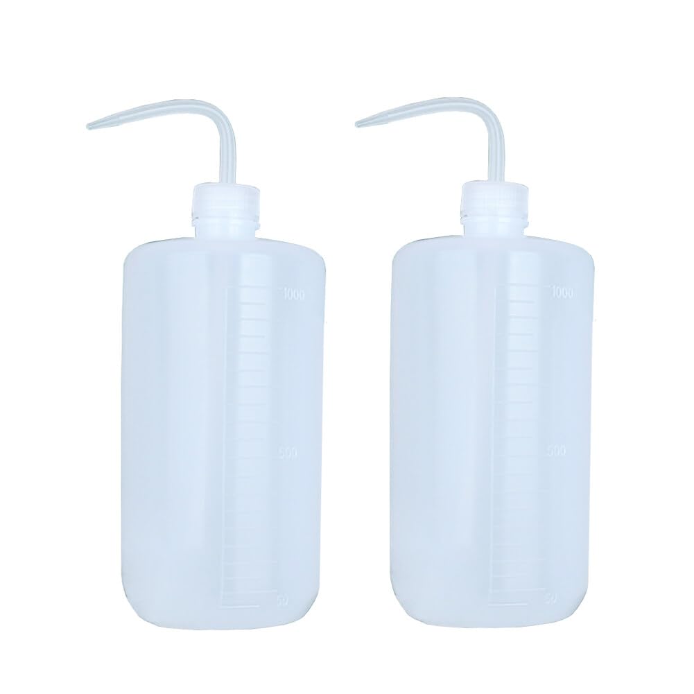 2Pcs 1000ml/34oz Plastic Wash Bottle Tatoo Squeeze Wash Bottles with Narrow Mouth Tattoo Wash Bottle Watering Tool for Lab Industry Tattoo Supplies
