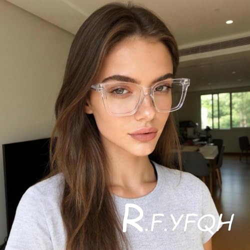 Image of Blue Light Blocking Glasses for Women Men, Square Thick Frame Anti Eyestrain & UV Glare JF6218