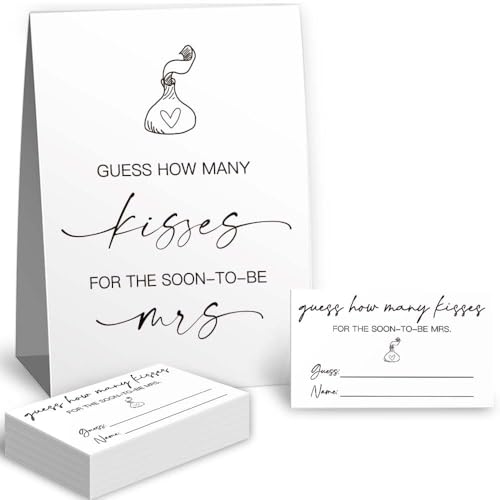 Puouoonyi Minimalist Guess How Many Kisses Bridal Shower Game 1