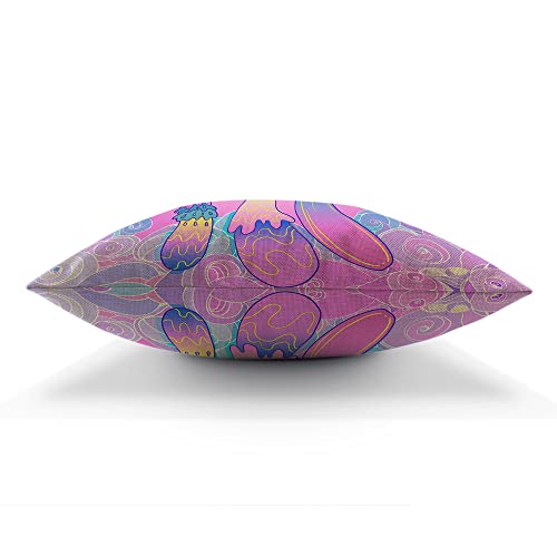 Ekobla Magic Mushrooms Decorative Square Throw Pillow Cover Psychedelic Hallucination Vibrant Hippie Colorful Art Crazy Cushion Covers Pillowcase Home Decor Decorations For Sofa Couch Bed 18X18 Inch #TOP4
