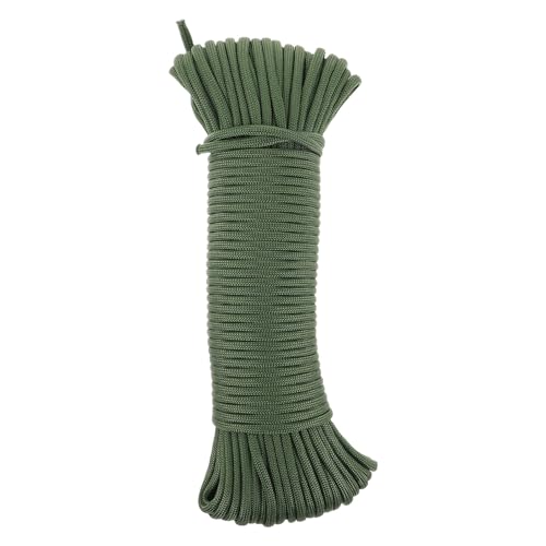 SEWACC Cuerda Trenzada Multiusos para Exteriores de 31 M Cuerda Cortavientos Resistente para Tienda de Campaña Núcleo Reforzado para Camping y Senderismo Color Verde Militar