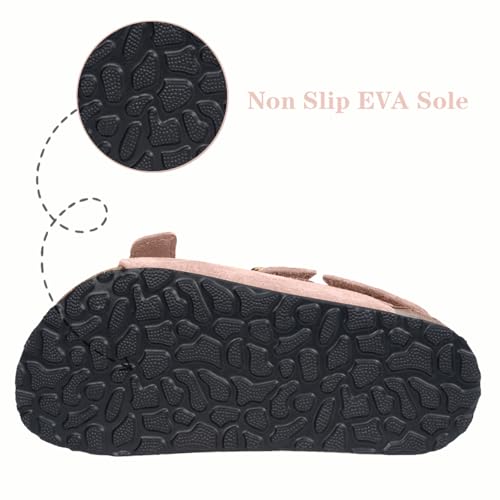 Image of ZUSERIS Kids Toddler Sandals Boys Girls Cork Footbed Sandal Comfort Double Buckle Slip On Slippers with Adjustable Back Strap