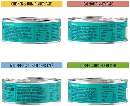 A Strong Heart Canned Wet Cat Food, Dinner Variety Pack - 5.5 oz Cans (Pack of 32), Made in The USA with Real Turkey, Chicken, Tuna & Whitefish & Salmon - 2