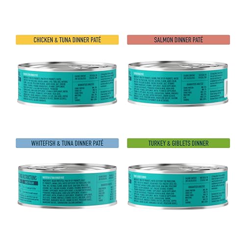 Image of A Strong Heart Canned Wet Cat Food, Dinner Variety Pack - 5.5 oz Cans (Pack of 32), Made in The USA with Real Turkey, Chicken, Tuna & Whitefish & Salmon