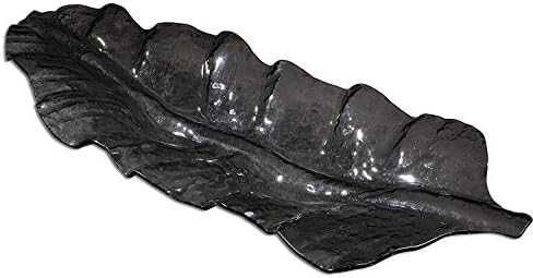 Uttermost Gray Glass Smoked Leaf Glass 16.5 X 43 Decorative Tray Model-19862