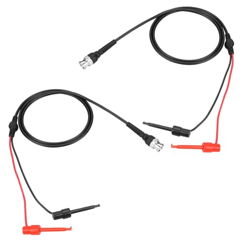 Image of Joyzan BNC to Test Hook Clips,Mini Dual Probe Coaxial Cable Leads Set P1020 | Testing Plunger Probes Ended IC Male Plug Oscilloscope Minigrabber Accessories 50Ω Coax Machine Signal Generator Multimeter