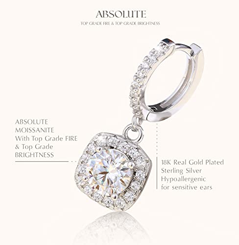 ABSOLUTE Moissanite Dangle Earrings for Women 2 Carat 925 Sterling Silver White Gold Earrings Moissanite Earrings Studs for Women Promise Birthday Gift For Her With Certificate — view 3