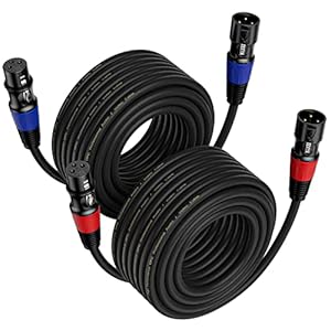 EBXYA XLR Cables 50 ft 2-Packs – Standard Balanced XLR Microphone Cable with 3-Pin XLR Male to Female XLR Speaker Cables