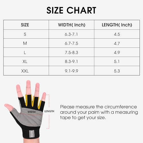 FitsT4 Sports Half Finger Padded Palm Gloves for Diving, Sailing, Jet Skiing, Stand-UP Boarding, Kayaking and Water Skiing, Suitable for Men&Women&Youth Yellow 2XL by FitsT4 Sports - Image 5