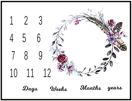 Eurobuy Baby Milestone Blanket Newborn Month Blanket Flannel Photo Background Blanket Newborn Boy Girl Gift 30in x 40in